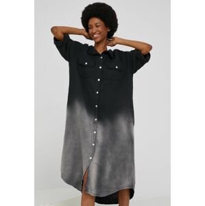 Bavlněné šaty Answear Lab černá barva, midi, jednoduchý