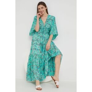 Hedvábné šaty Answear Lab Silk Blended tyrkysová barva, maxi