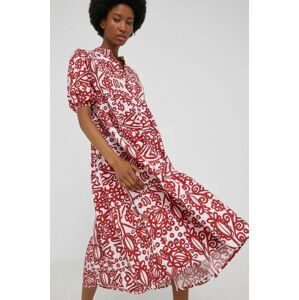 Bavlněné šaty Answear Lab červená barva, midi