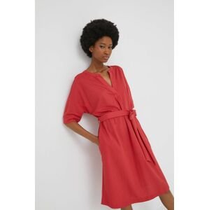 Bavlněné šaty Answear Lab červená barva, mini, oversize