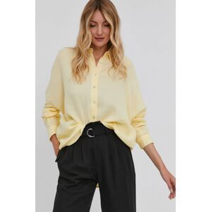 Bavlněné tričko Answear Lab dámské, žlutá barva, relaxed, s klasickým límcem