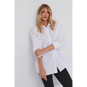 Bavlněné tričko Answear Lab dámské, bílá barva, relaxed, s klasickým límcem