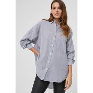 Bavlněné tričko Answear Lab dámské, tmavomodrá barva, relaxed, s klasickým límcem