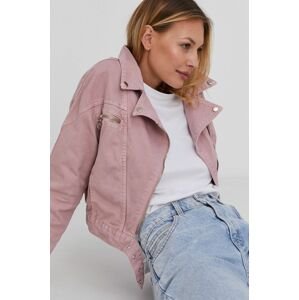 Džínová bunda Answear Lab dámská, růžová barva, přechodná