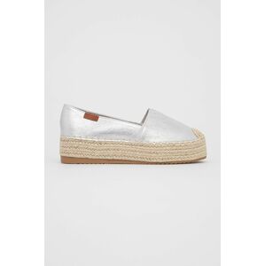 Espadrilky Answear Lab stříbrná barva, na platformě