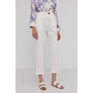 Kalhoty Answear Lab dámské, bílá barva, jednoduché, high waist
