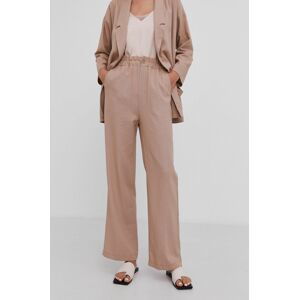 Plátěné kalhoty Answear Lab Pure Linen dámské, béžová barva, jednoduché, high waist