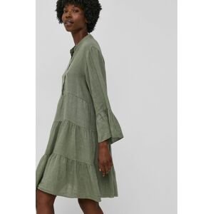 Plátěné šaty Answear Lab Pure Linen zelená barva, mini, oversize