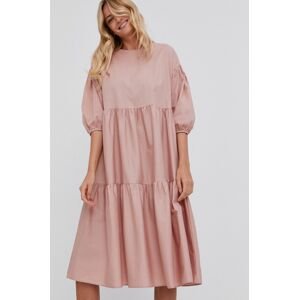 Bavlněné šaty Answear Lab růžová barva, midi, oversize