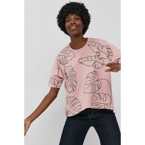 Bavlněné tričko Answear Lab růžová barva