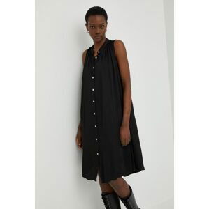 Šaty s hedvábím Answear Lab Silk Blend
hand Wash černá barva, mini, oversize