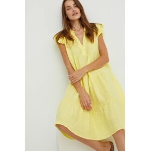 Plátěné šaty Answear Lab žlutá barva, midi