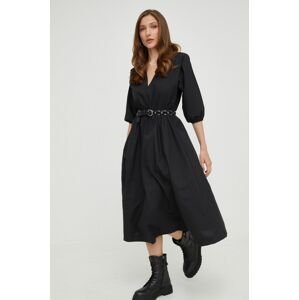 Bavlněné šaty Answear Lab černá barva, maxi