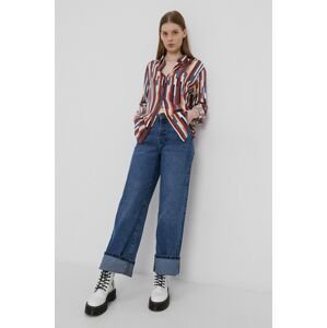 Košile Cross Jeans dámská, hnědá barva, regular, s klasickým límcem