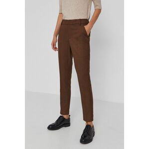 Kalhoty Mos Mosh dámské, hnědá barva, jednoduché, high waist
