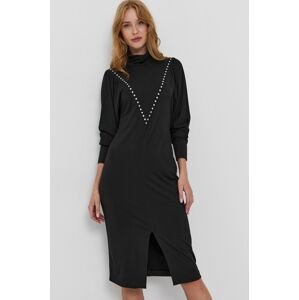 Šaty Silvian Heach černá barva, midi, jednoduché