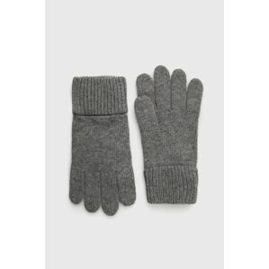 Vlněné rukavice Gant pánské, šedá barva