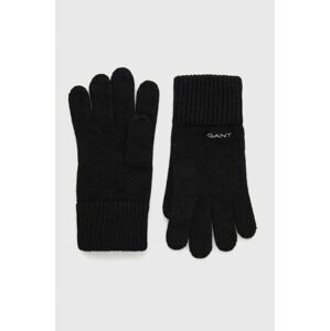 Vlněné rukavice Gant pánské, černá barva