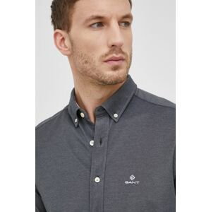 Košile Gant pánská, šedá barva, regular, s límečkem button-down