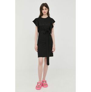 Bavlněné šaty Silvian Heach černá barva, mini