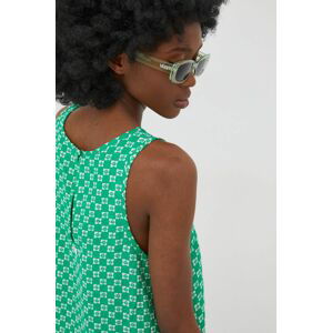 Plátěné šaty RVCA zelená barva, mini