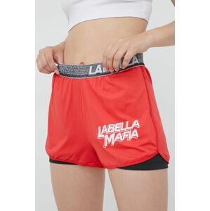 Tréninkové šortky LaBellaMafia Sweat dámské, červená barva, s potiskem, high waist