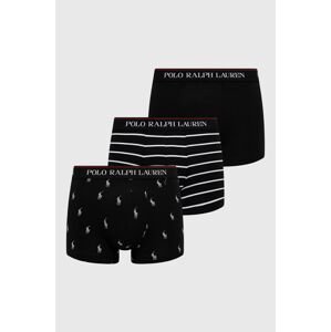 Boxerky Polo Ralph Lauren (3-pack) pánské, černá barva