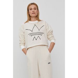 Mikina adidas Originals dámská, béžová barva, s aplikací