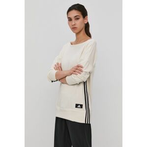 Mikina adidas Performance dámská, krémová barva, s aplikací