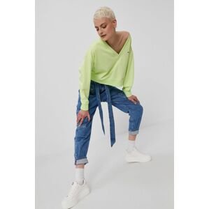 Mikina Tommy Jeans dámská, zelená barva, hladká