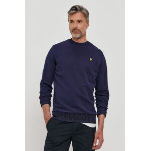 Bavlněná mikina Lyle & Scott pánská, tmavomodrá barva, hladká