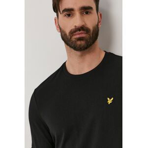 Tričko s dlouhým rukávem Lyle & Scott pánské, černá barva, hladké