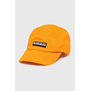 Čepice Napapijri oranžová barva, s aplikací