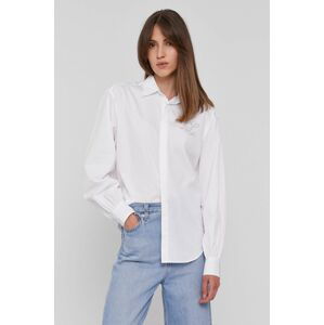 Bavlněné tričko Polo Ralph Lauren dámské, bílá barva, regular, s klasickým límcem