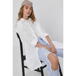 Bavlněné tričko Tally Weijl dámské, bílá barva, relaxed, s klasickým límcem