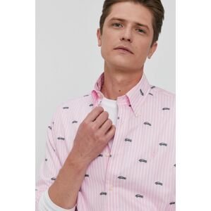 Bavlněné tričko Polo Ralph Lauren pánské, růžová barva, regular, s límečkem button-down