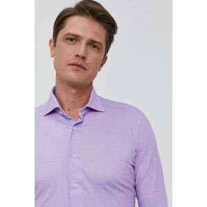 Košile Emanuel Berg pánská, fialová barva, slim, s italským límcem