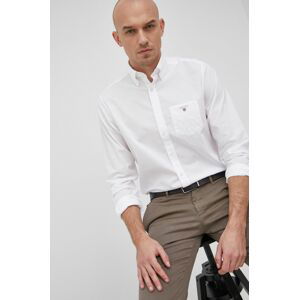 Košile Gant pánská, bílá barva, regular, s límečkem button-down