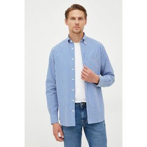 Košile Gant pánská, modrá barva, regular, s límečkem button-down