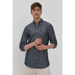 Bavlněné tričko Tom Tailor pánské, tmavomodrá barva, regular, s límečkem button-down