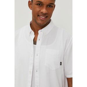 Bavlněné tričko Vans pánské, bílá barva, regular, s límečkem button-down