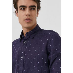 Košile Tommy Hilfiger pánská, tmavomodrá barva, slim, s límečkem button-down