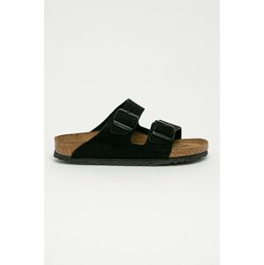 Semišové pantofle Birkenstock Arizona SFB dámské, černá barva, 951323