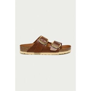 Kožené pantofle Birkenstock dámské, hnědá barva