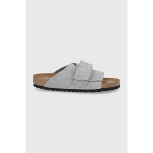 Semišové pantofle Birkenstock pánské, šedá barva