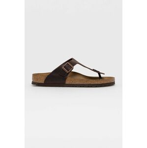 Kožené žabky Birkenstock pánské, hnědá barva