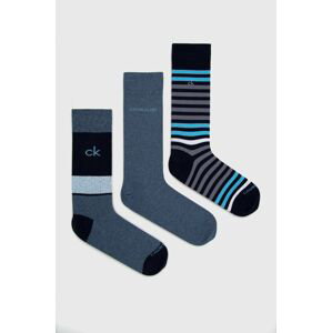 Ponožky Calvin Klein (3-pack) pánské, tmavomodrá barva