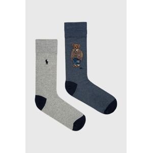 Ponožky Polo Ralph Lauren (2-pack) pánské, šedá barva
