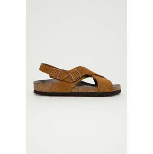 Semišové sandály Birkenstock dámské, hnědá barva