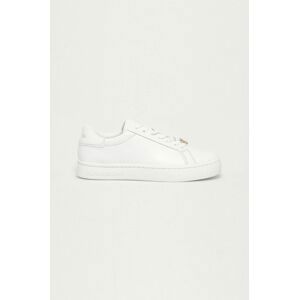 Kožené boty Calvin Klein Jeans bílá barva, na plochém podpatku